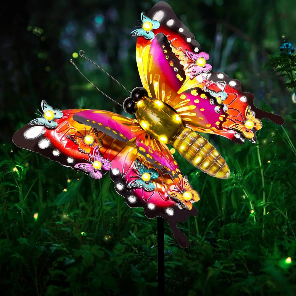 Solar Butterfly Lights Outdoor, Large 41" Metal Garden Decor Outdoor Lights