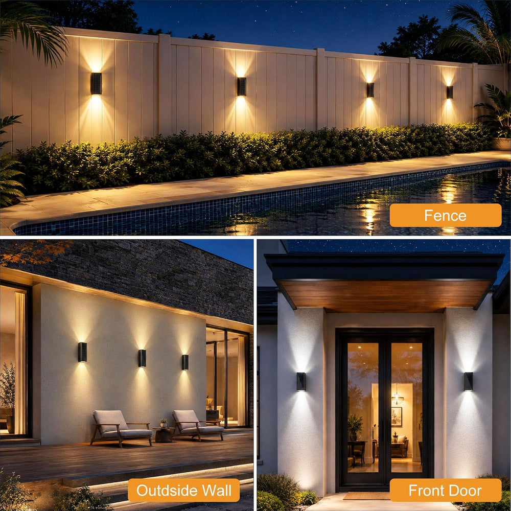 Lacasa 2 Pack Solar Wall Lights Outdoor 2 Colors in 1 Lighting Wall Sconces