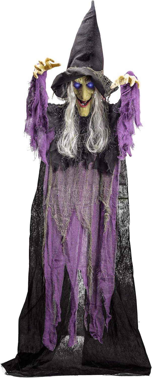 JOYIN 72” Halloween Hanging Witch Decorations Outdoor, Flying Talking Ghost D...