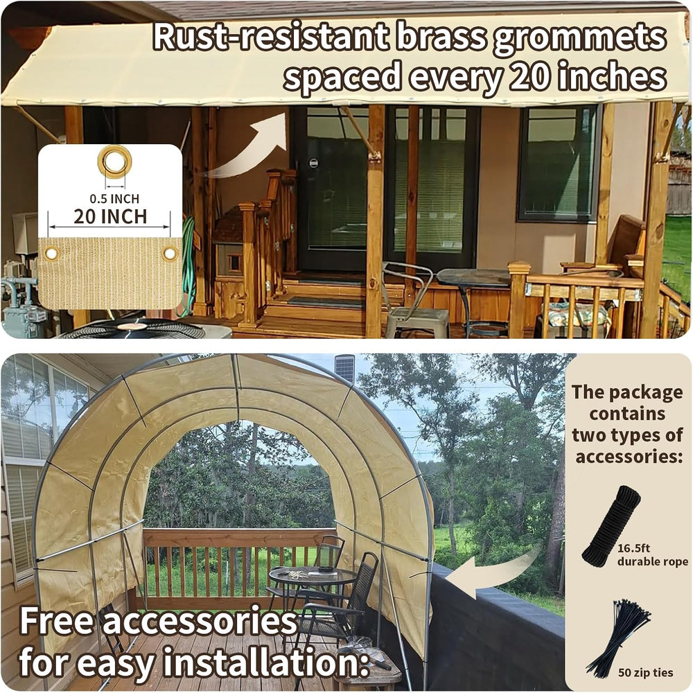 90% Shade Cloth with Grommets, 8x15FT Sun Shade Cloth, 200GSM Mesh Tarp