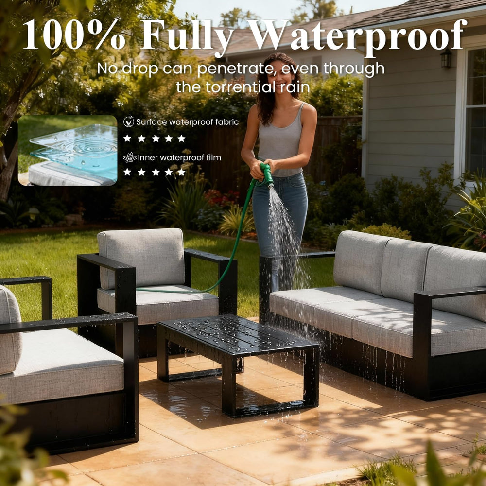 LayinSun 5 Piece Oversized Aluminum Outdoor Furniture Set with Coffee Table