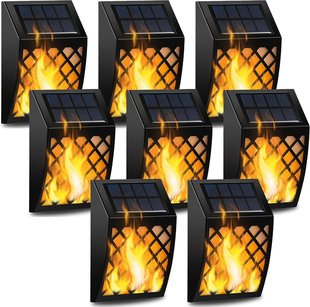 Dynaming Solar Flame Wall Lights Outdoor, 8 Pack Solar Powered Wall Lights, F...