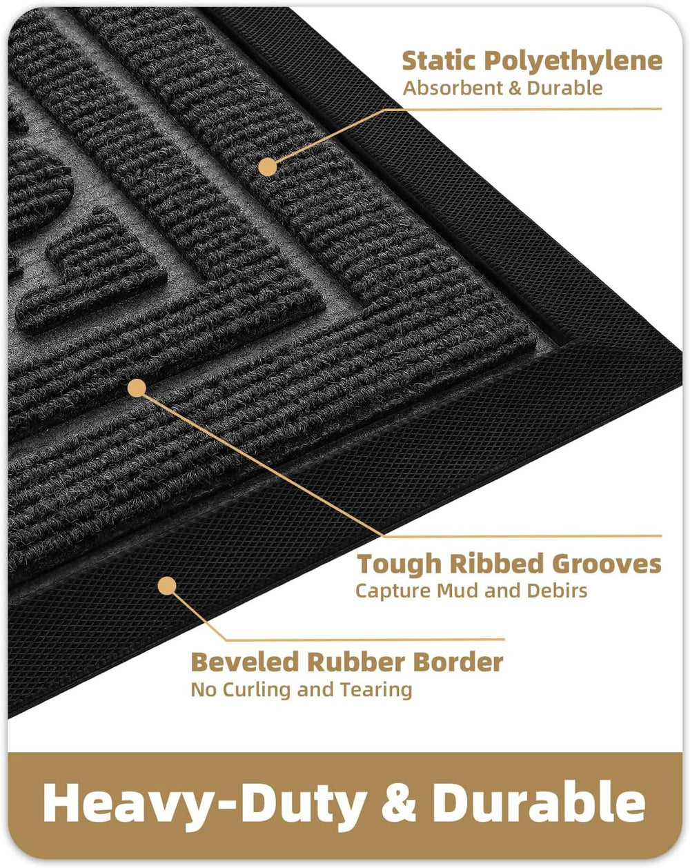Color&Geometry Front Door Mat Outside Entrance, 24"x48" Heavy D...