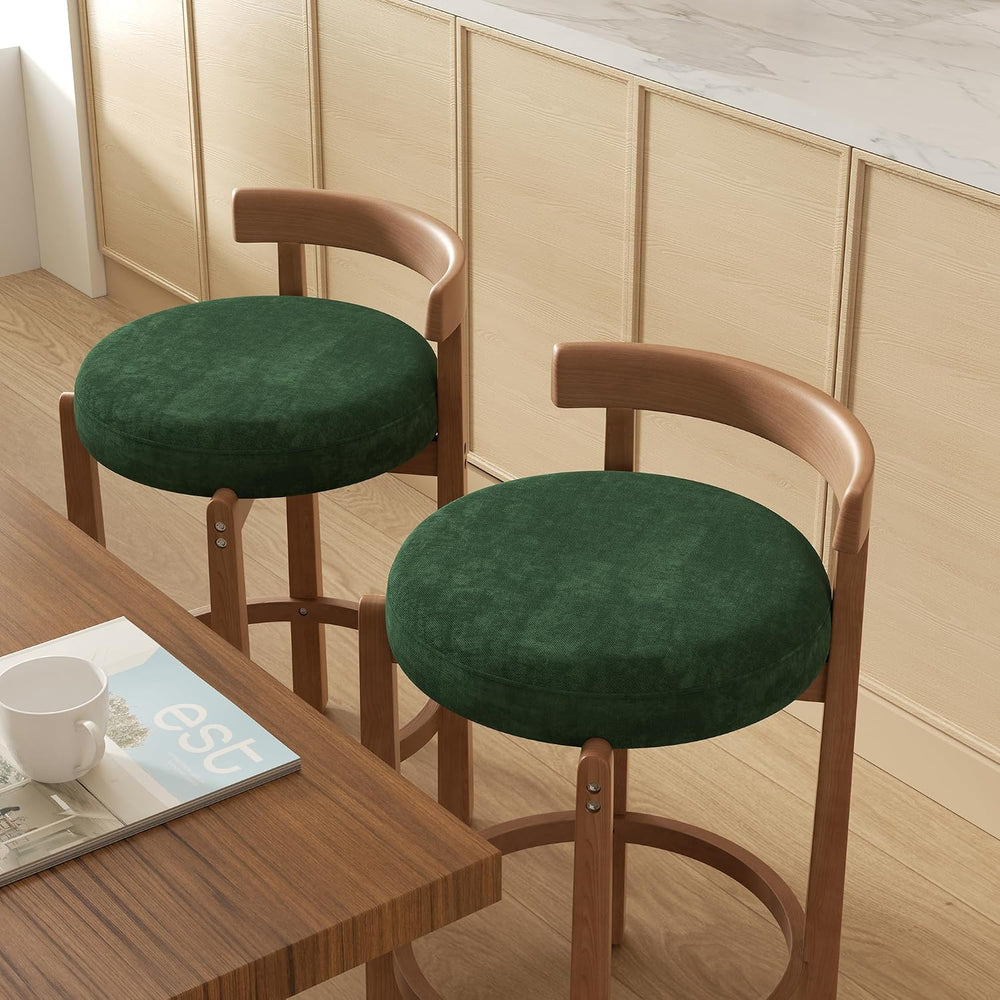 Bar Stools Set of 4, 26" Upholstered Counter Height Bar Chairs, Mid Cent...