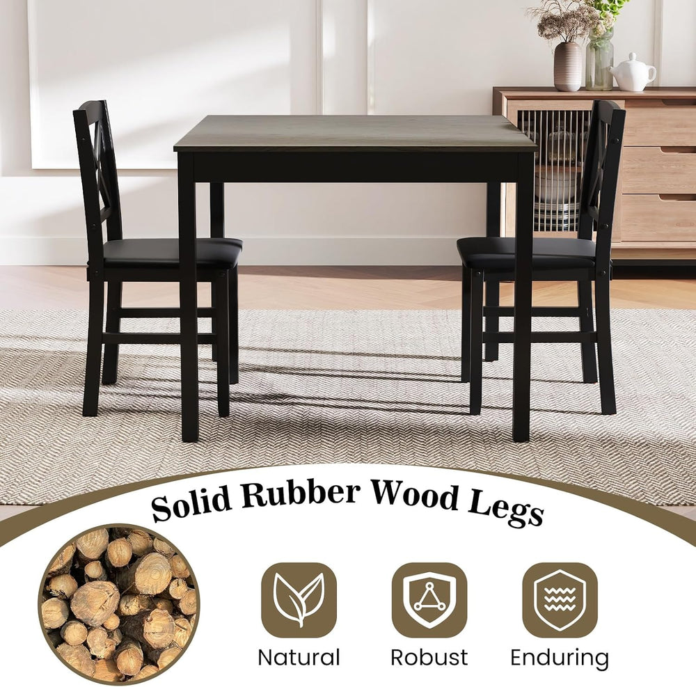 GIANTEX 3-Piece Dining Table Set for 2 - Small Wooden Kitchen Table with Upho...