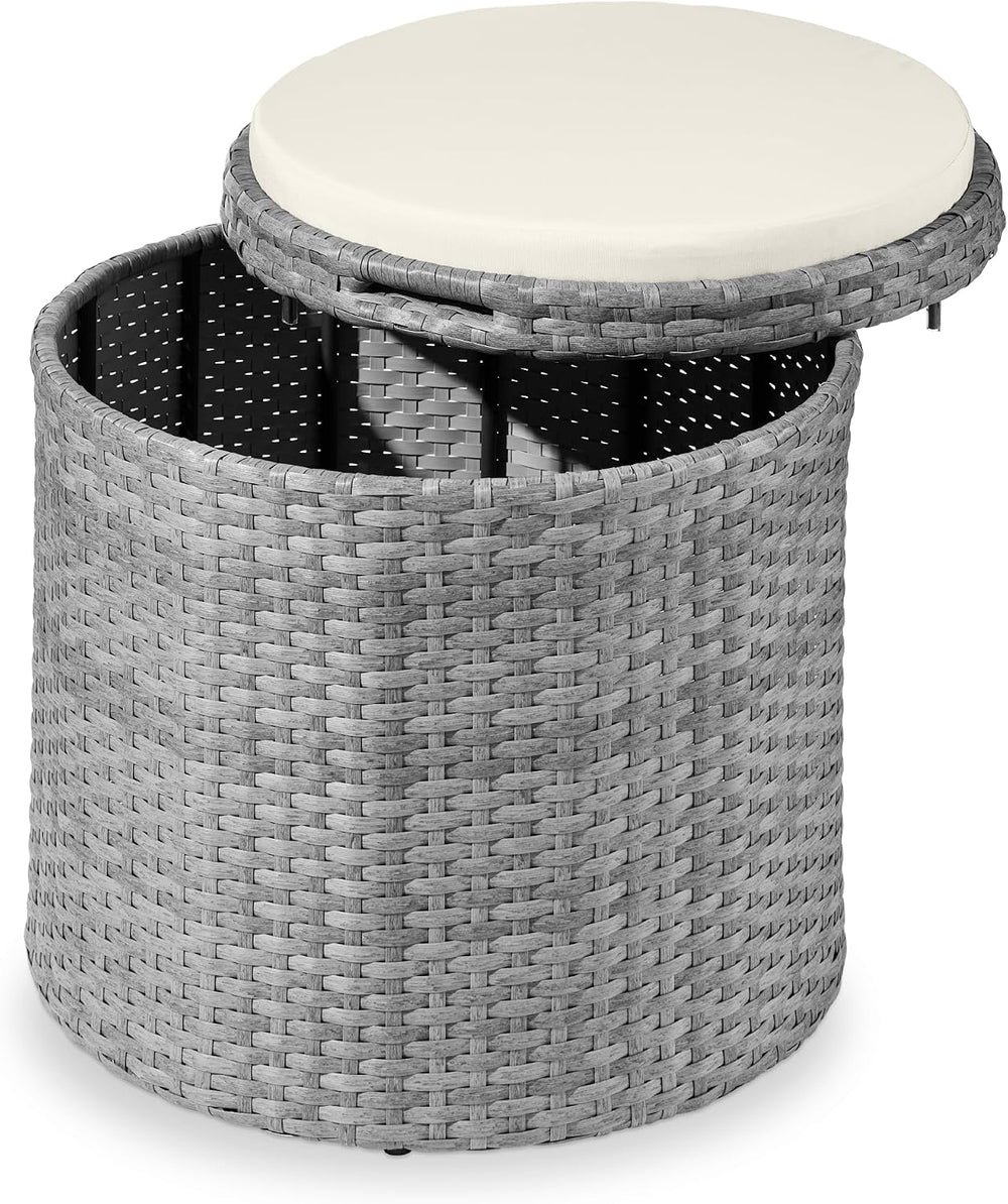 Best Choice Products Round Wicker Ottoman, Multipurpose Outdoor Furniture for...