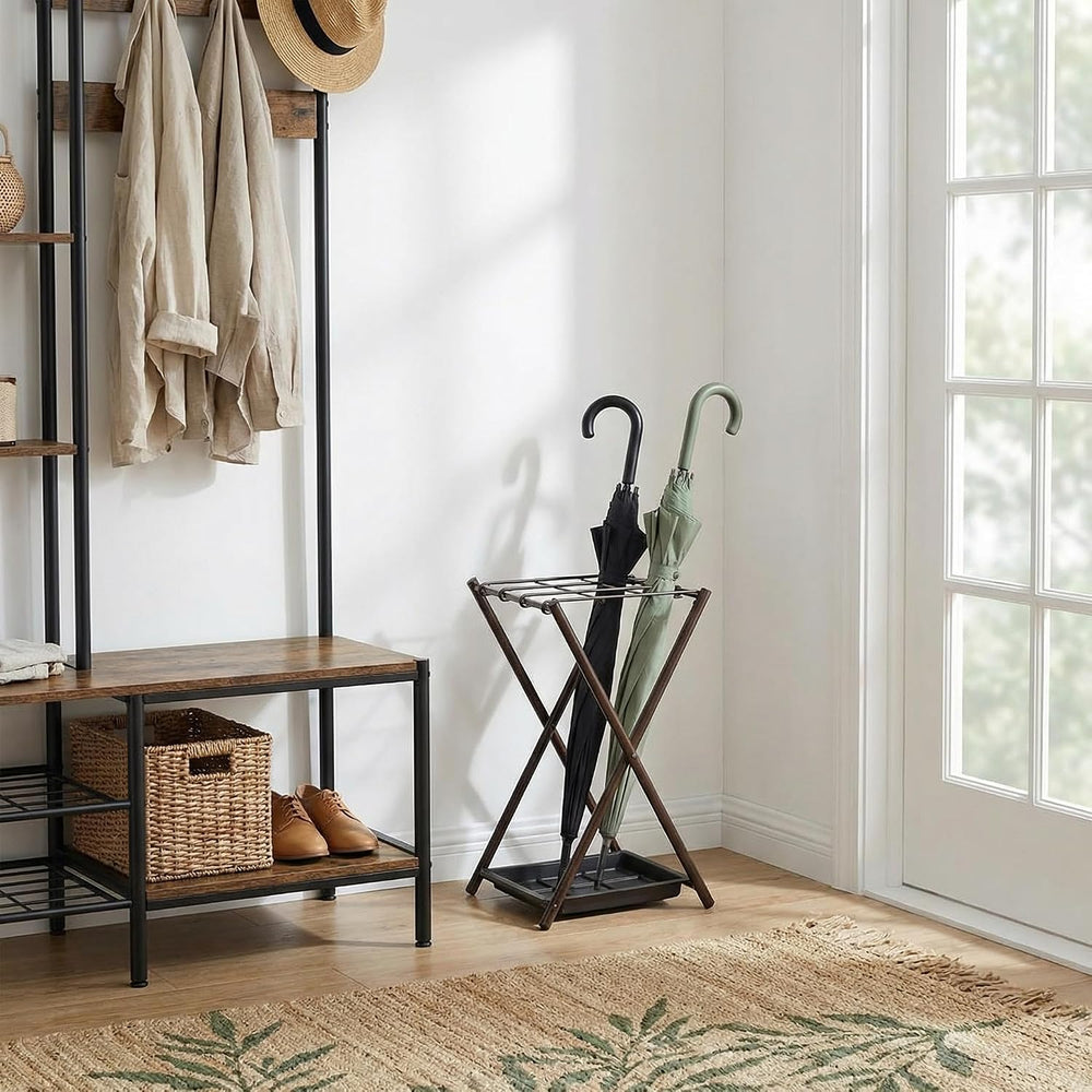 Folding Umbrella Storage Stand Rack Holder Organizer Bin for Entryway Home Co...