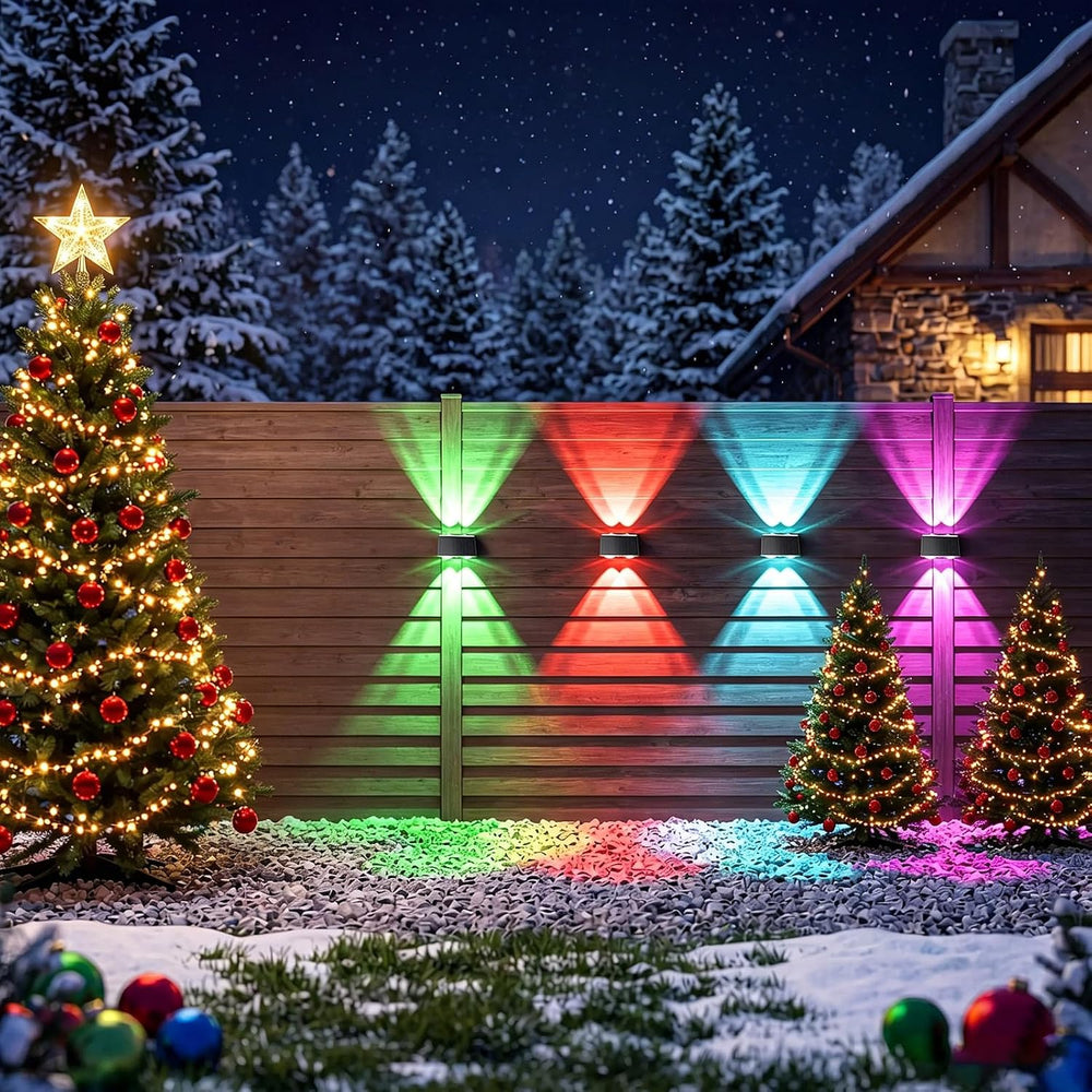 LANSOW Solar Fence Lights Outdoor 12 Pack, Fence Lights Solar Powered Waterpr...