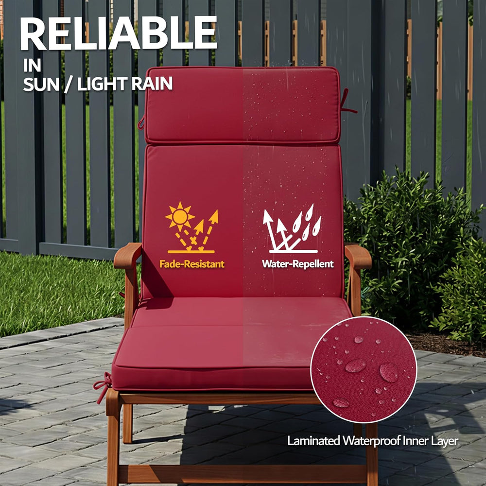 80 x 26 Inch Outdoor Chaise Lounge Cushions Set of 2 - Removable Cover, 4-Sec...