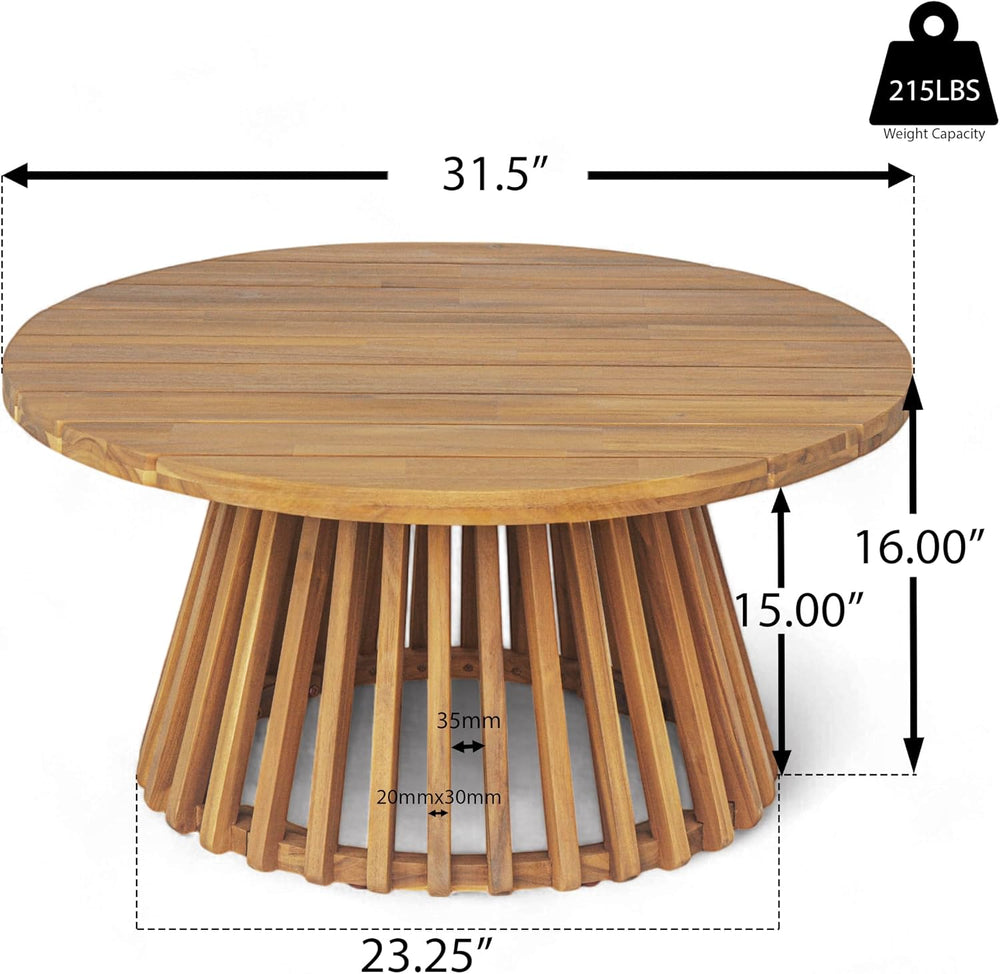 Merax Outdoor 4-Piece Acacia Wood Conversation Set - Patio 3-Seat Loveseat So...