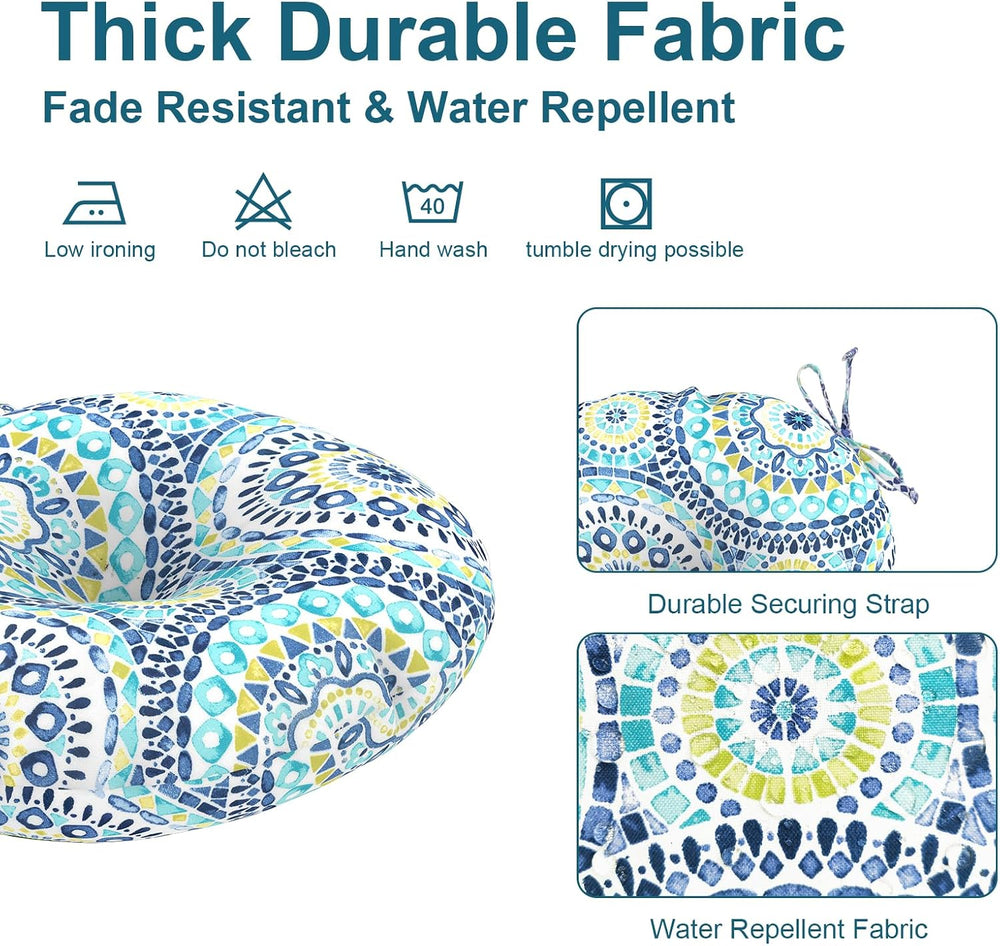 DYTXIII Set of 2 Outdoor Round Chair Cushions 15"x15"x4" with ...