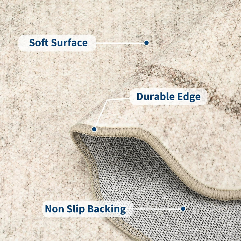 GarveeHome Scalloped Washable Rugs 5x7 Rug for Living Room Modern Non Slip