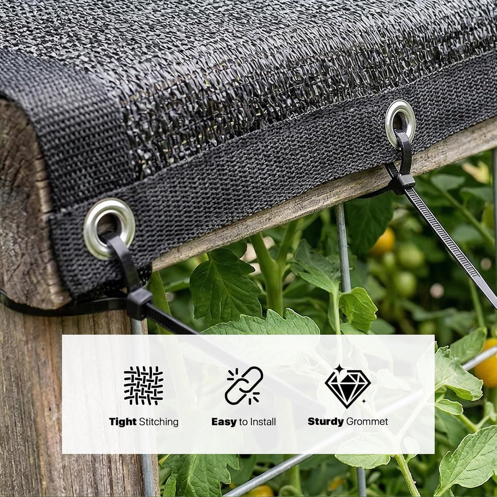 Royal Shade 70% Black Shade Cloth 10FT x 10FT Mesh Tarp with Grommets for Gar...
