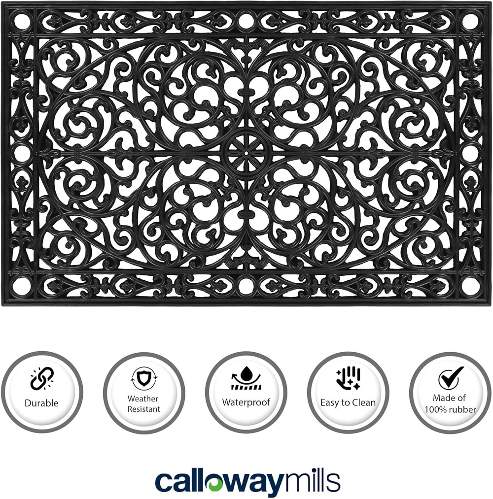 Calloway Mills 900222248 Gatsby Rubber Doormat, 22" x 48", Black