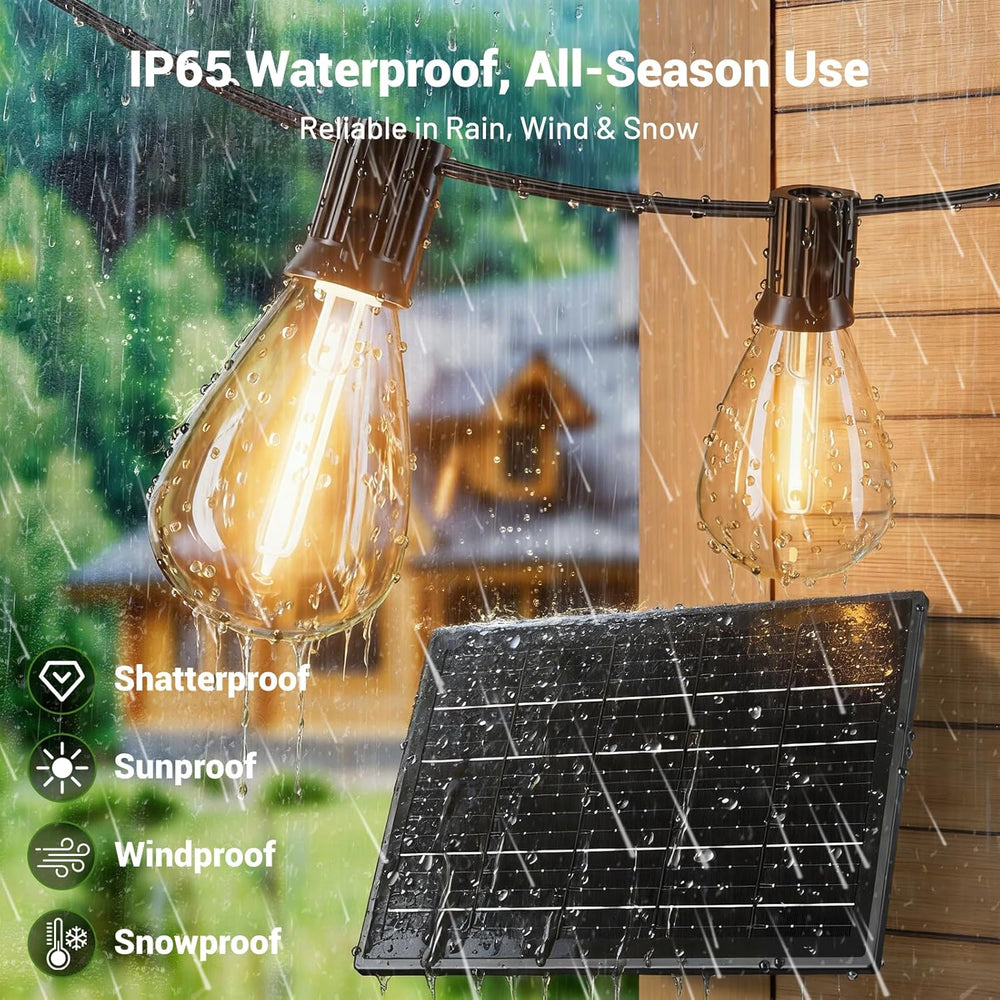200FT Solar String Lights Outdoor Waterproof 72+2 LED Bulbs, Solar Powered wi...