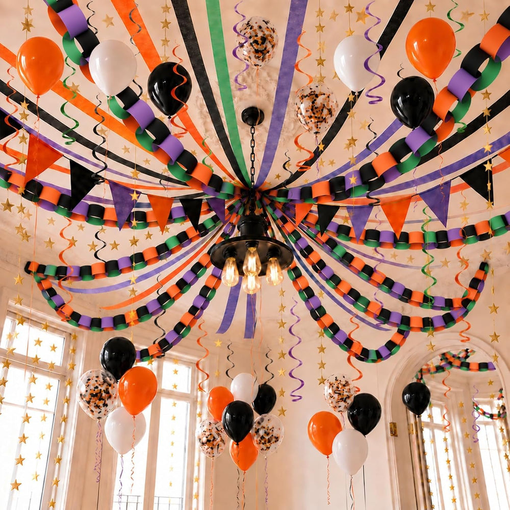 345pcs Halloween Paper Chain Strips Garland Set Birthday Party Decoration