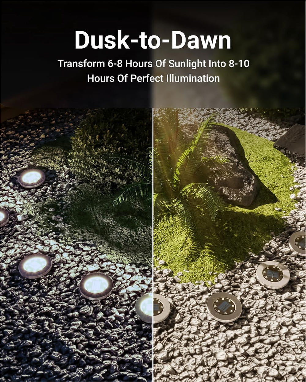 Sunco 12 Pack Outdoor Solar Pathway Lights, Dusk to Dawn, 7000K