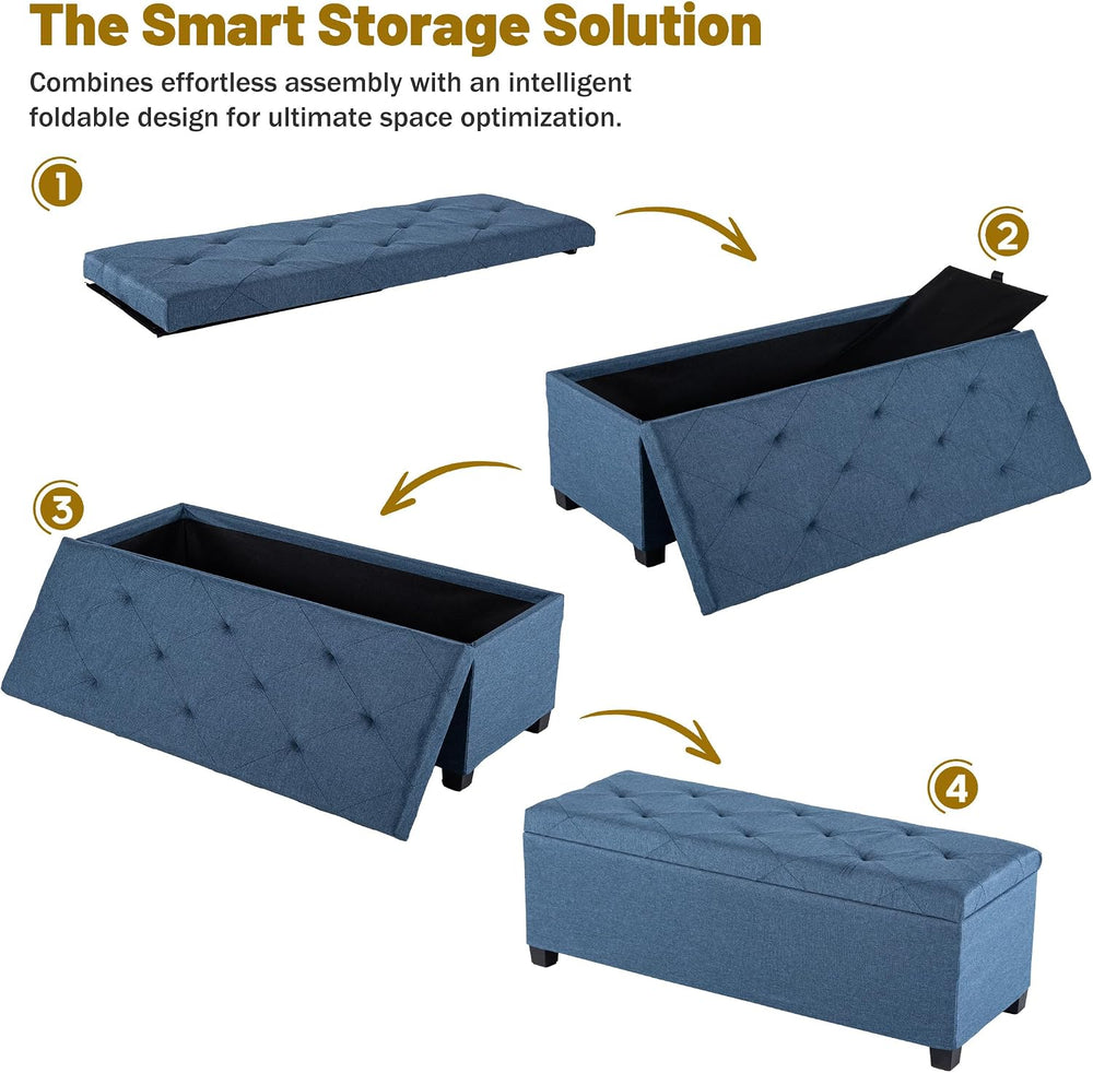 DUMOS Storage Ottoman Bench, 43.3 Inch End of Bed Bench for Living Room