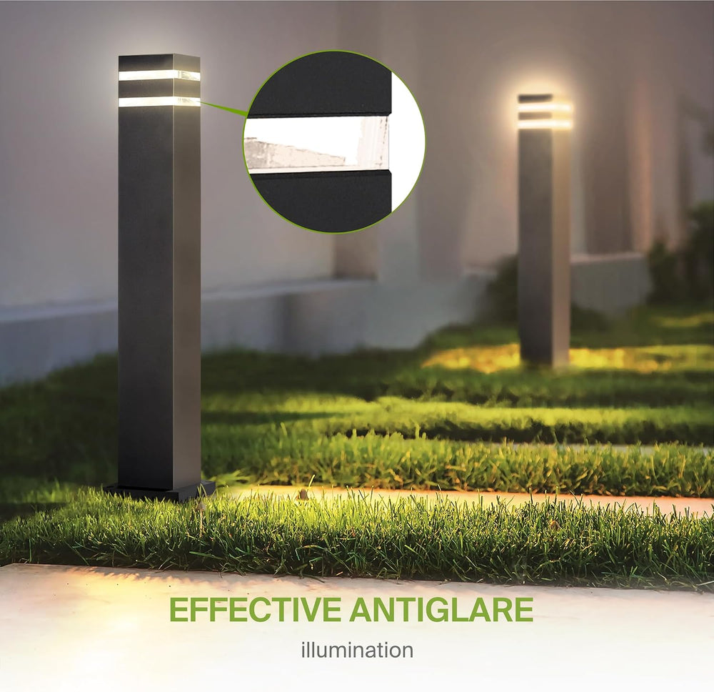 ASD 24" Square Bollard Light Fixture, Outdoor Pathway Floor Lamp | Antig...