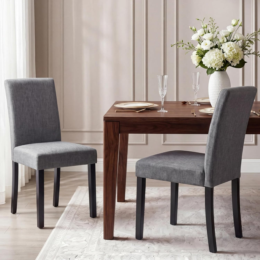 LSSBOUGHT Modern Dining Chair Set of 2 Urban Style Linen Kicthen Chairs with ...