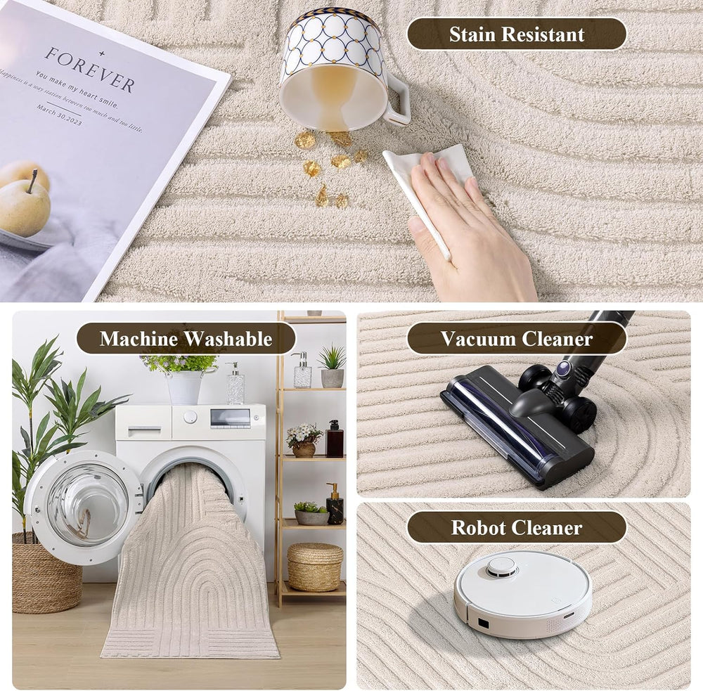 SHACOS Soft Cozy Fluffy Arch Pattern High Low Pile Runner Rugs 2'x6' ...