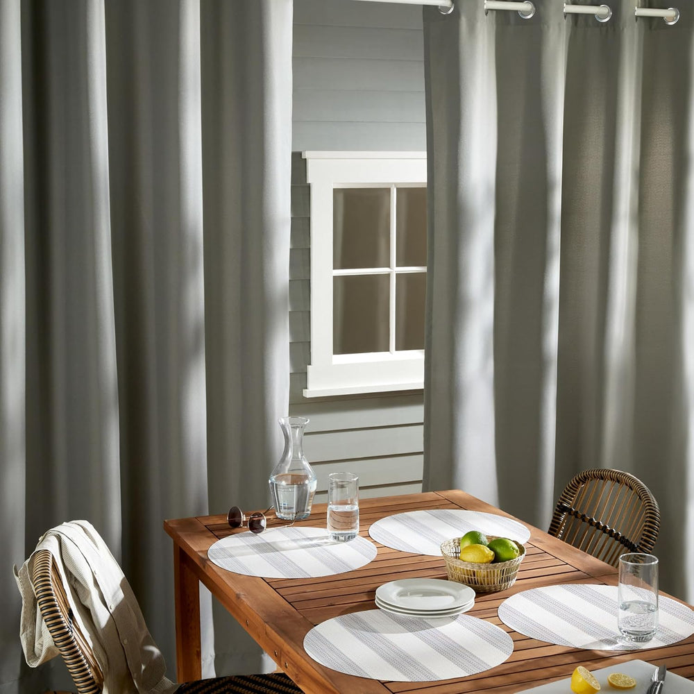 TOWN & COUNTRY BASICS Cabana Solid Heavyweight Indoor Outdoor Curtains, L...
