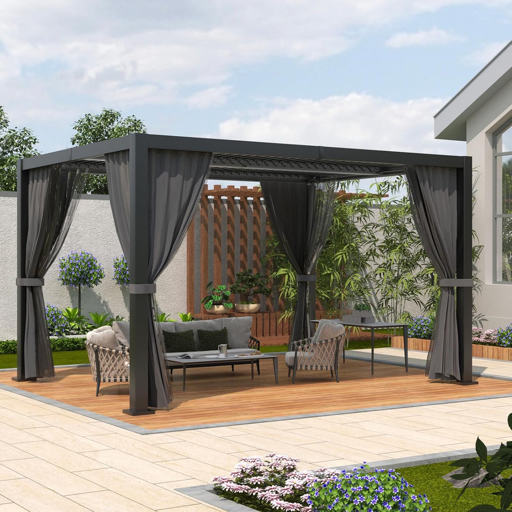 LVUYOYO Outdoor Louvered Pergola 10' x 13', Aluminum Pergola with Adj...