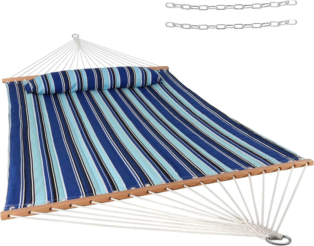 Sunnydaze Quilted Double Hammock for Outside with Pillow, Catalina Beach