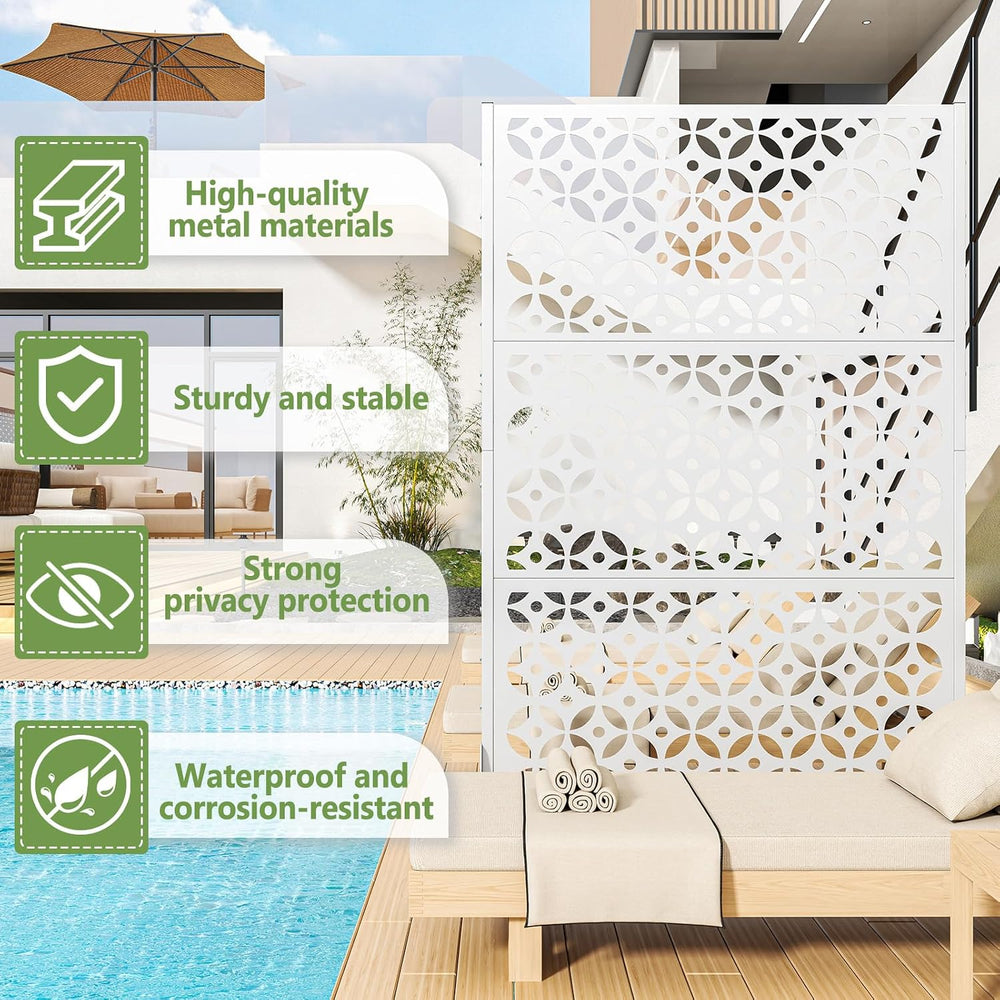 Metal Outdoor Privacy Fence 72" H×45.7" W Balcony Privacy Screen