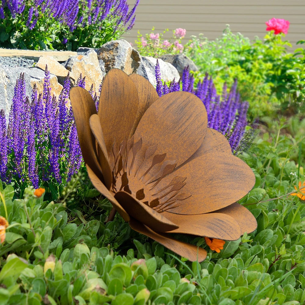 JAXPETY Metal Flower Garden Art, Outdoor Garden Decoration for Yard Lawn Pati...