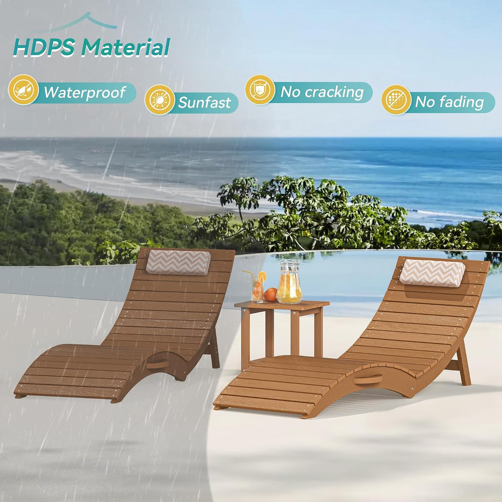 Folding Pool Lounge Chairs, Pre-Assembled for 8-Inch Depth