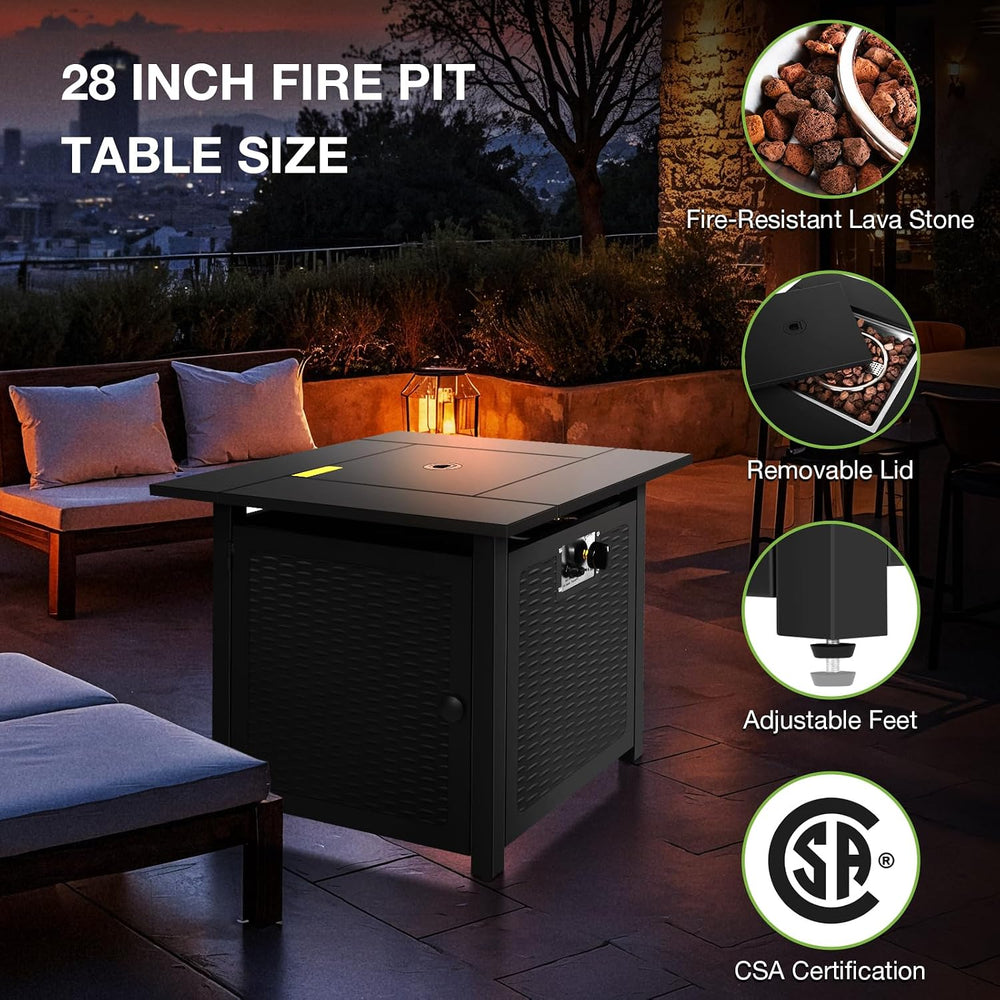 hykolity 28 inch Fire Pit Table, 50000 BTU Patio Heater, 2 in 1 Outdoor Gas F...