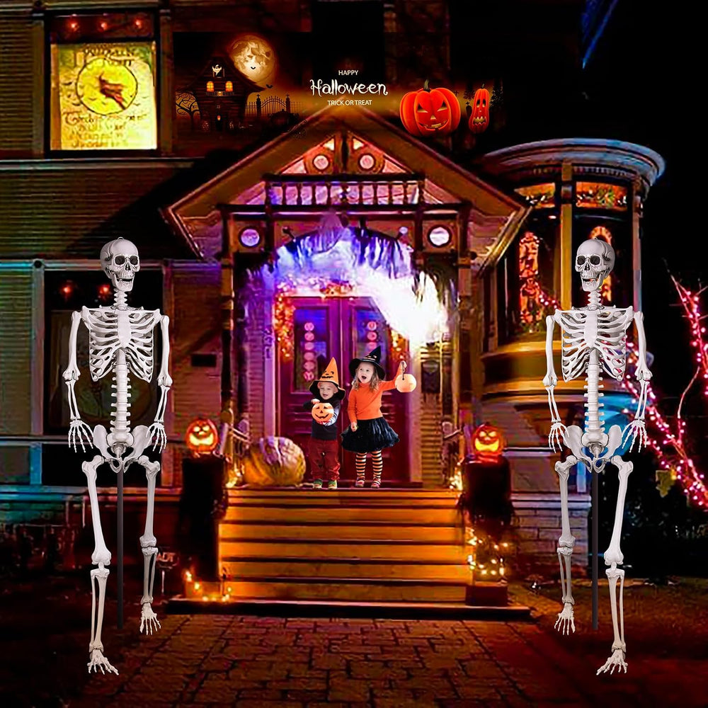 7.9ft Halloween Giant Skeleton, Tall Outdoor Skeleton with Full Body Posable ...