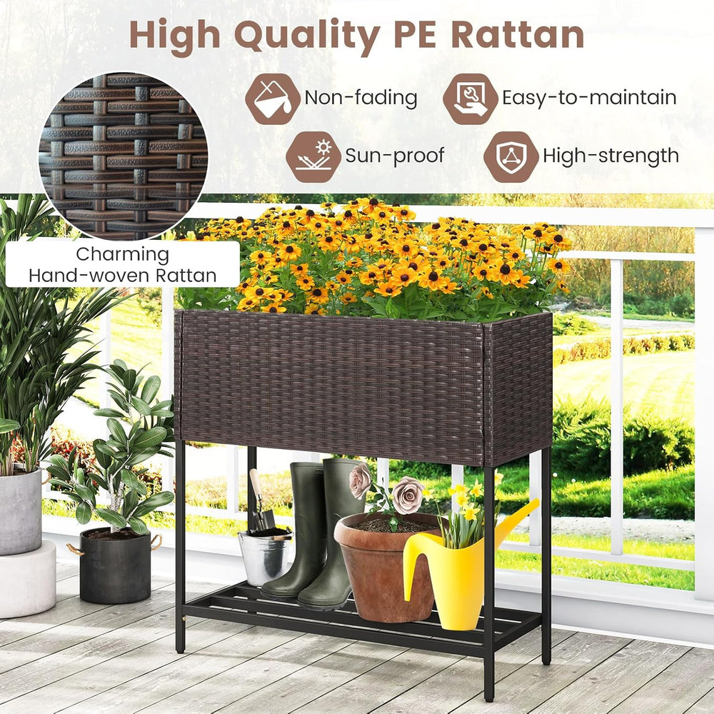 Giantex Raised Garden Bed with Legs, 28" x12" Rattan Elevated Plant...