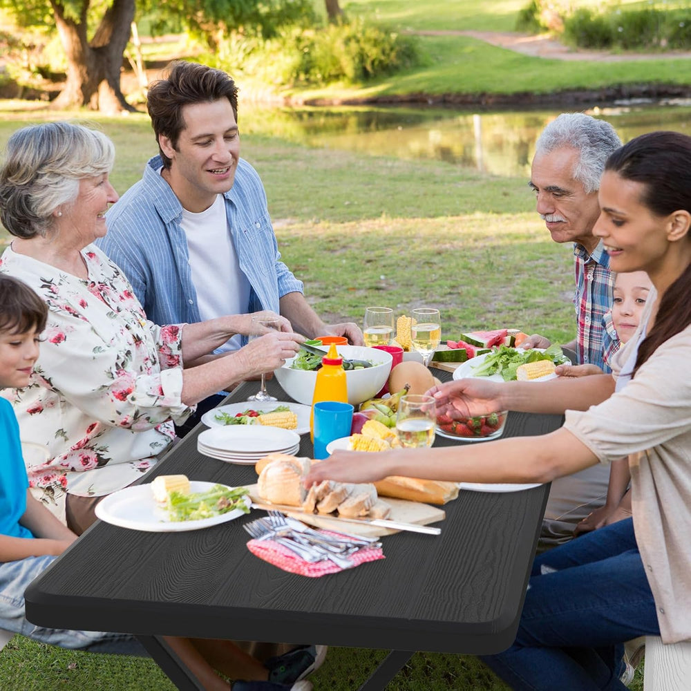 S AFSTAR Picnic Table, 59” Plastic Picnic Table with Benches, Steel Frame &am...