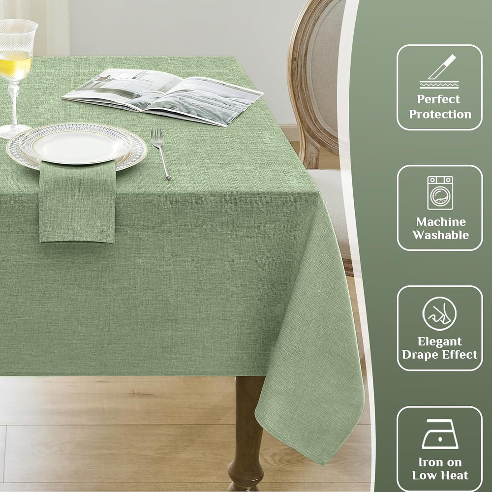Softalker Extra Long Sage Green Table Cloth 144 x 60 inch Rectangular Faux Li...