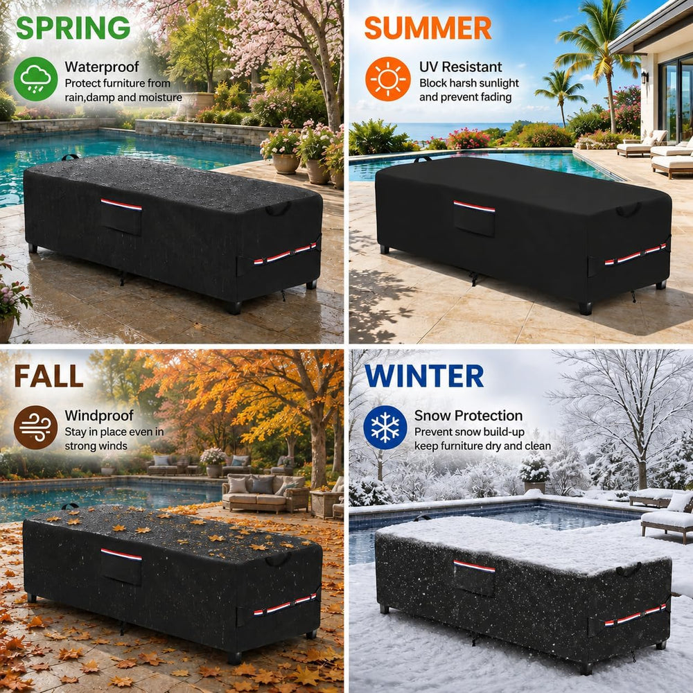 Outdoor Chaise Lounge Cover for 4-6 Stackable Patio Chaise Lounge Chairs