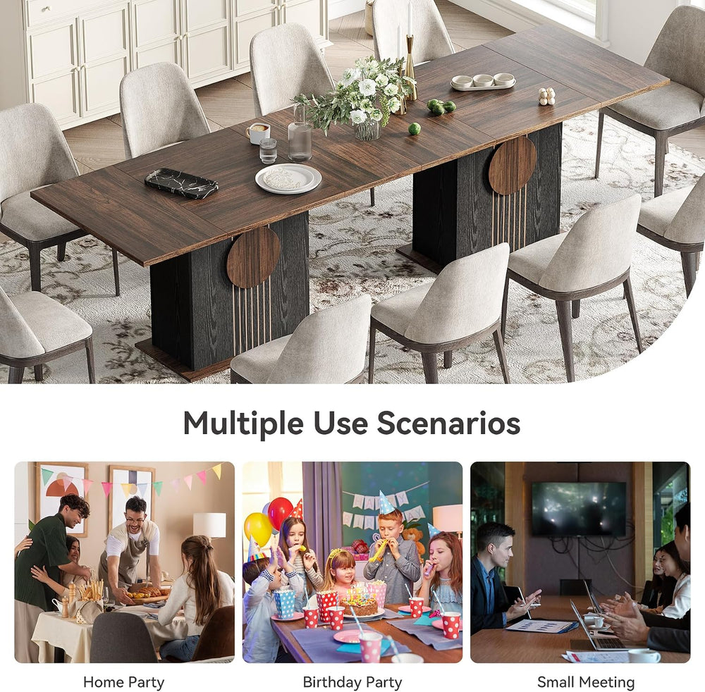 LITTLE TREE Rectangle Dining Table, Modern Kitchen Table Set for 6, Wooden Fu...
