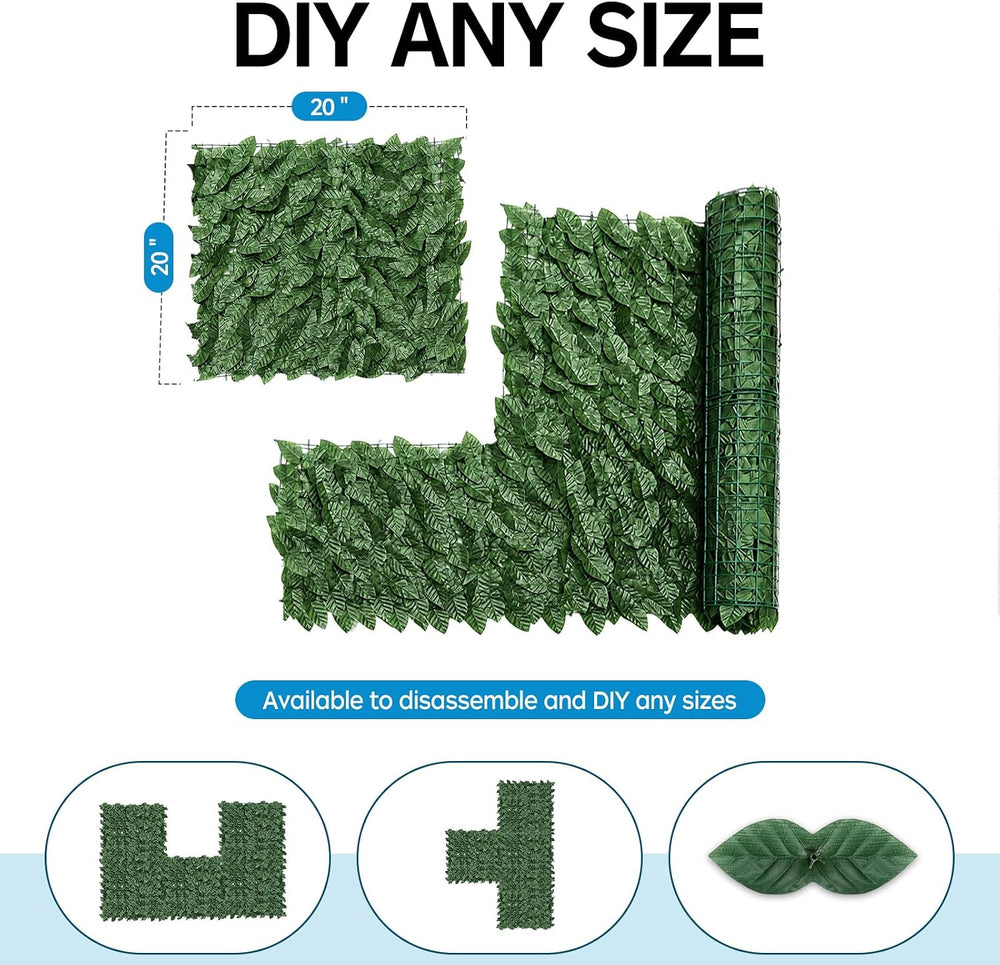 Artificial Ivy Privacy Fence Screen,39.4" X 236" UV-Anti Fake Leave...