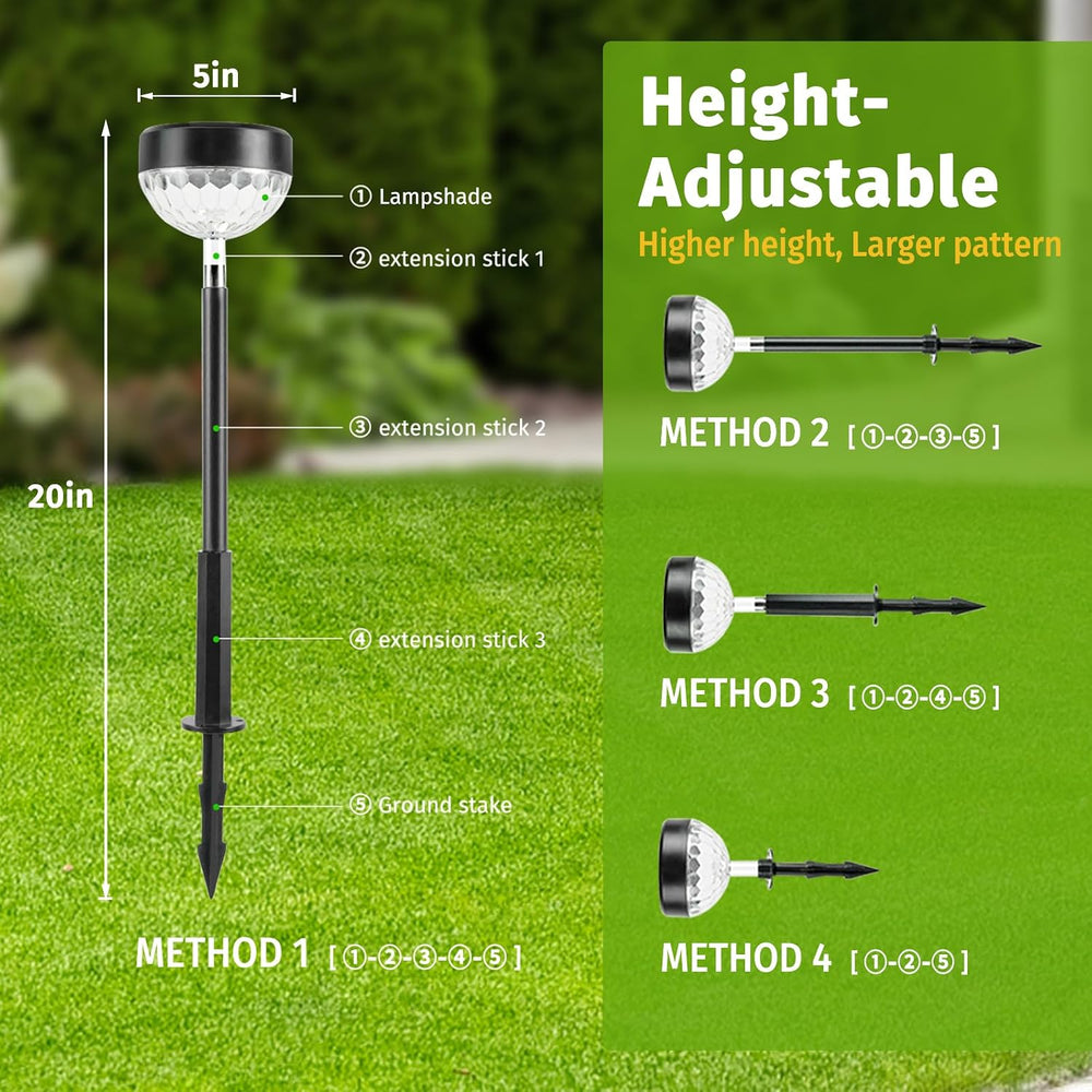 JNOEC 12Pack Solar Pathway Lights Outdoor, Color Changing+8 Fixed Color (Warm...