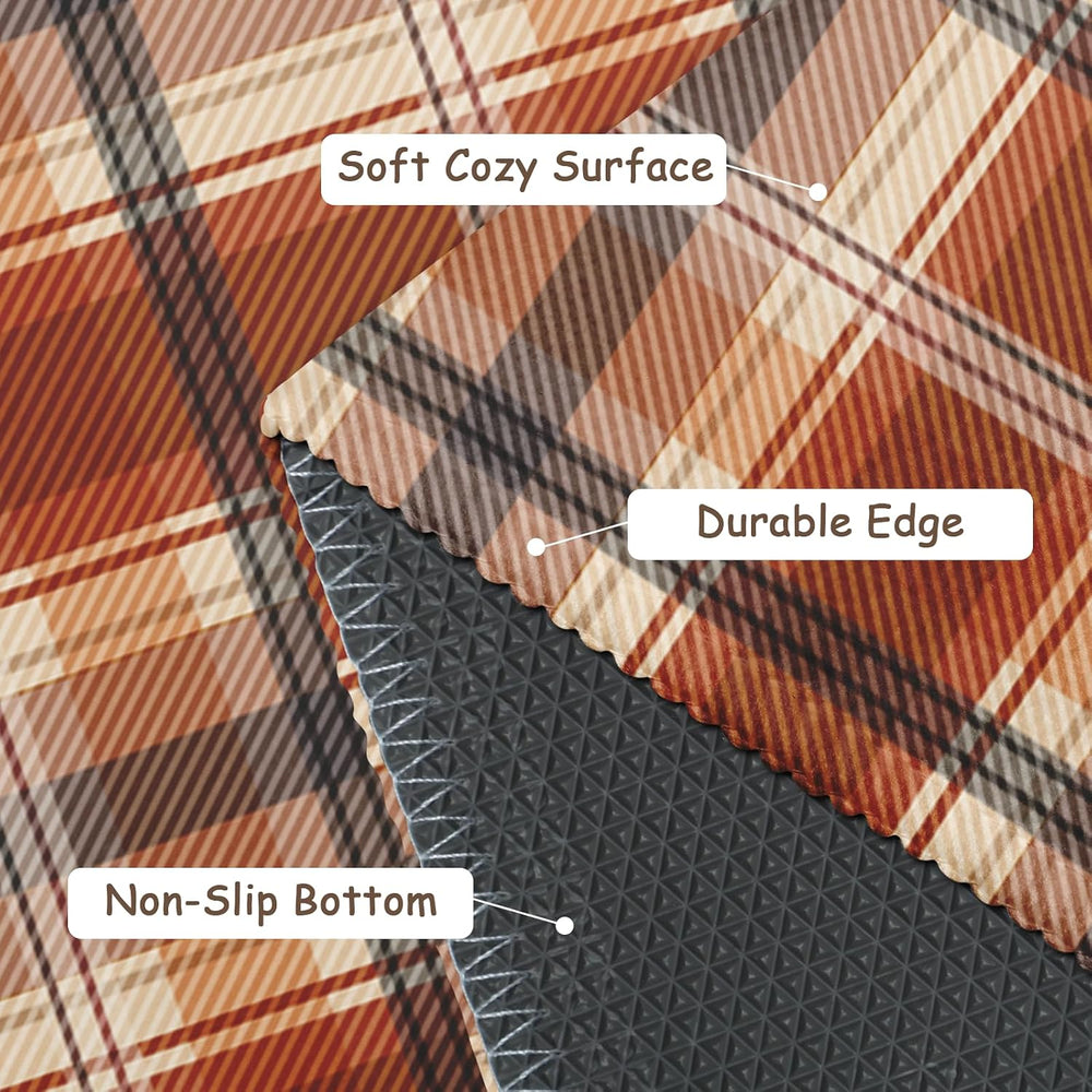 Fall Plaid Doormat Autumn Burnt Orange Buffalo Check Area Rugs 2x3 Farmhouse ...