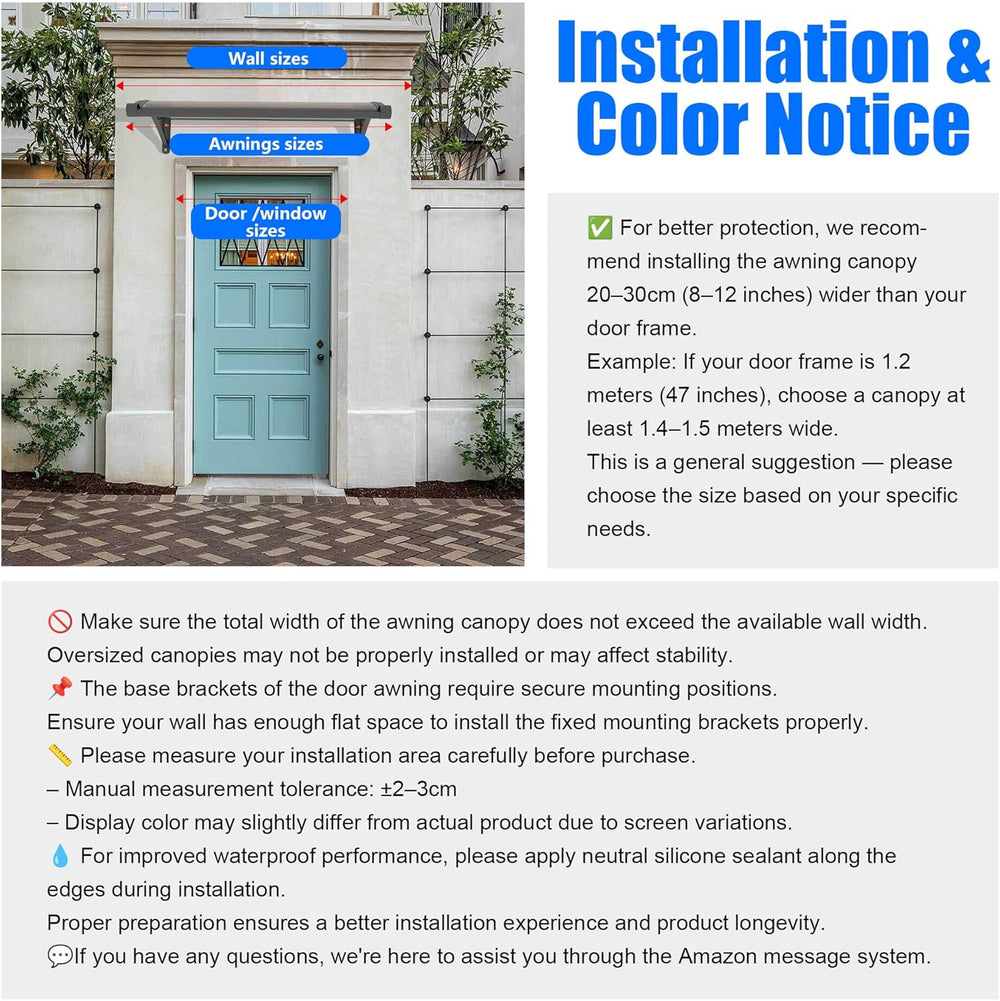 Door Awning 32"x40" Window Awning for Doors Canopy Exterior, Polyca...