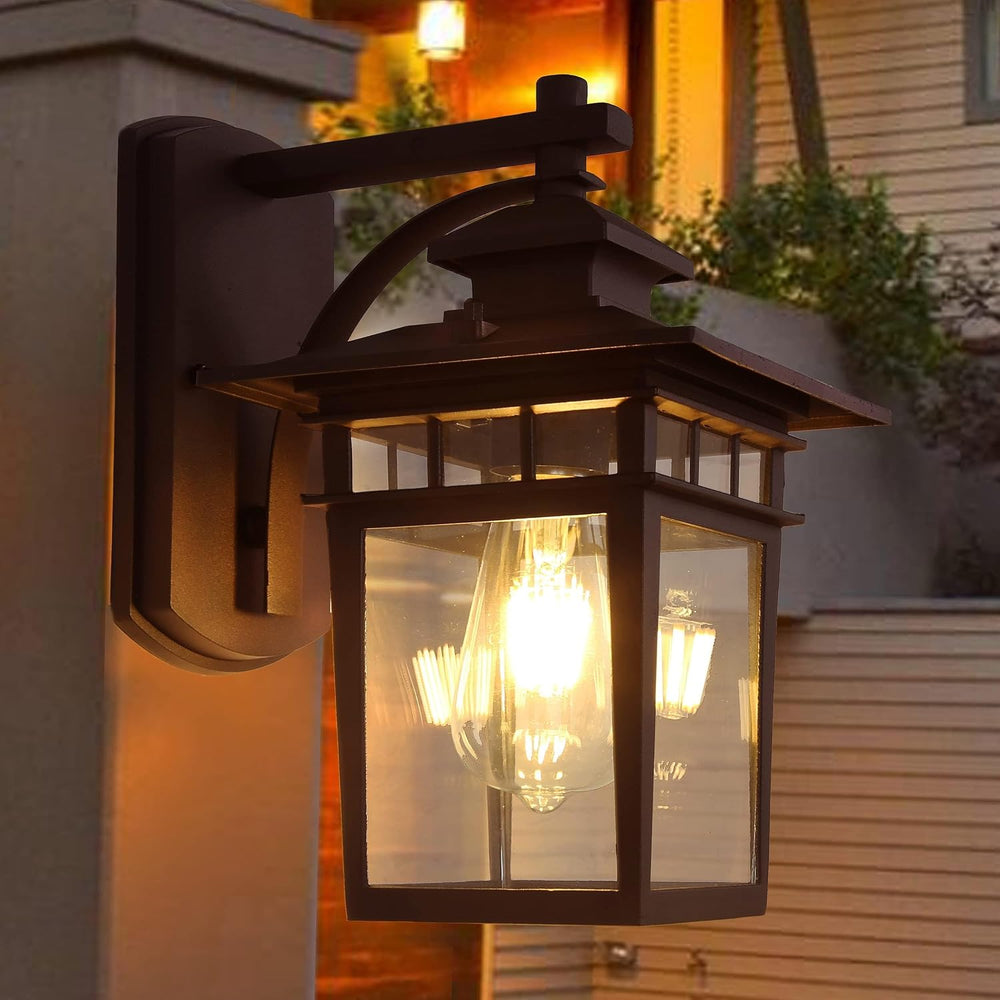 Modern Porch Light Wall Mount Black Exterior Wall Lantern for House Front Por...