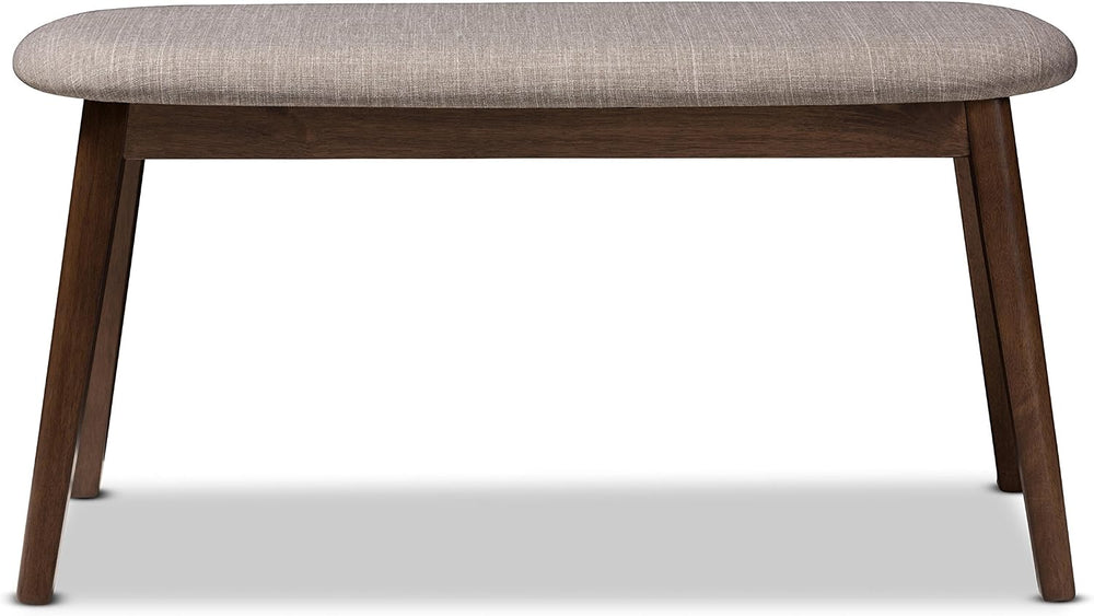 Baxton Studio Easton Mid-Century Modern Light Grey Fabric Upholstered Walnut ...