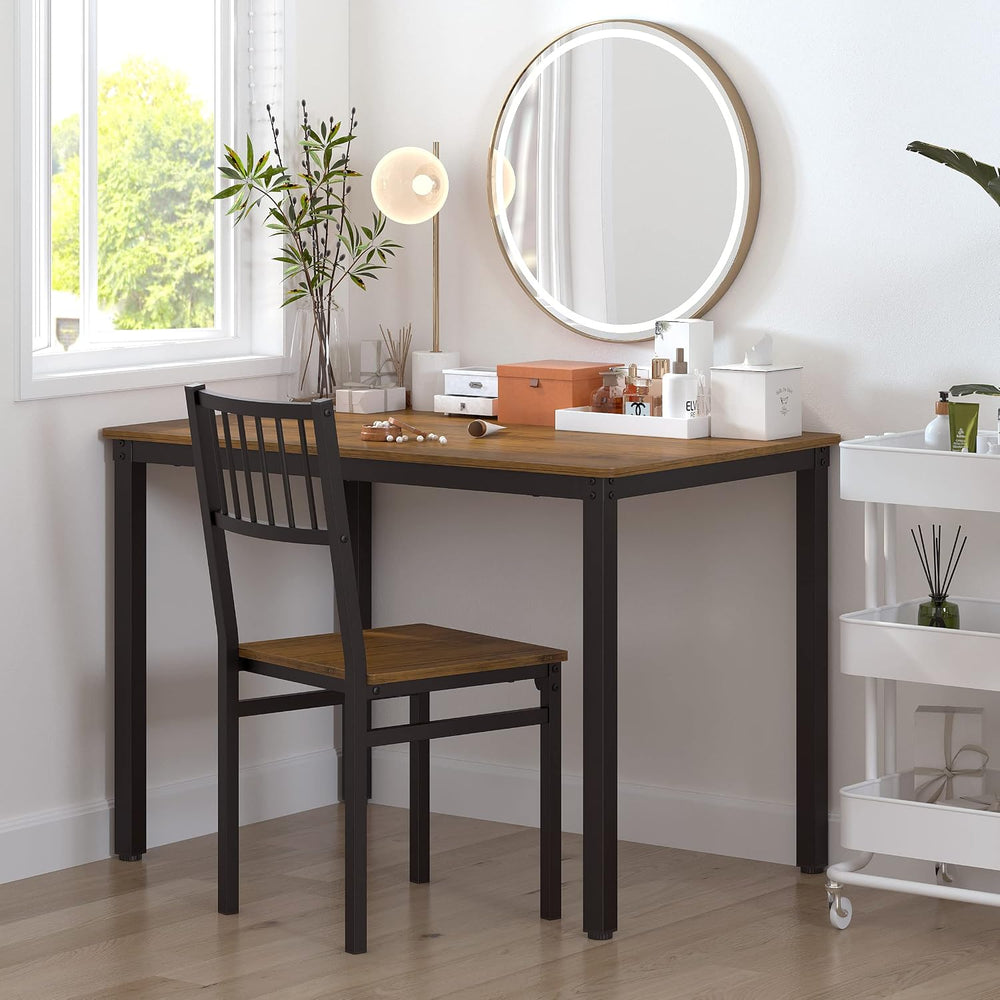 Teraves Dining Table Set for 4/Computer Desk,Kitchen Table with 2 Chairs and ...