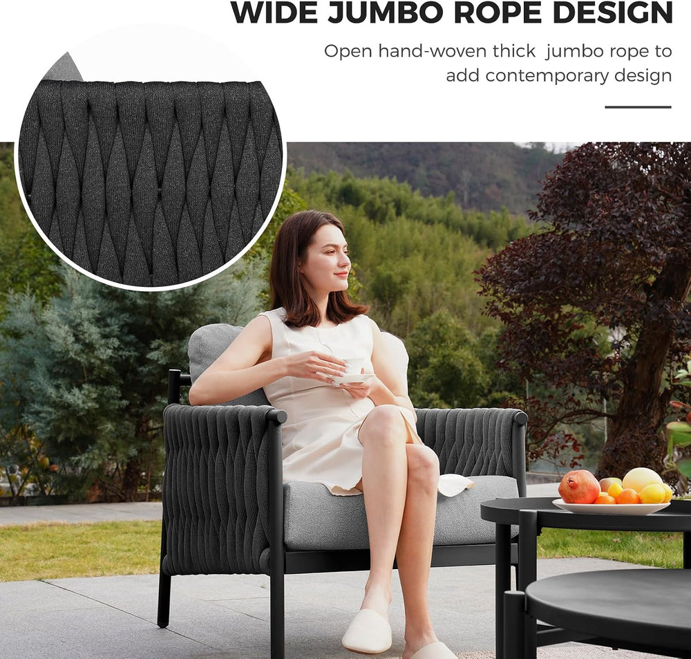 Grand patio 5-Piece Outdoor Furniture Set, Outdoor Sofa Set with 2 Round Side...