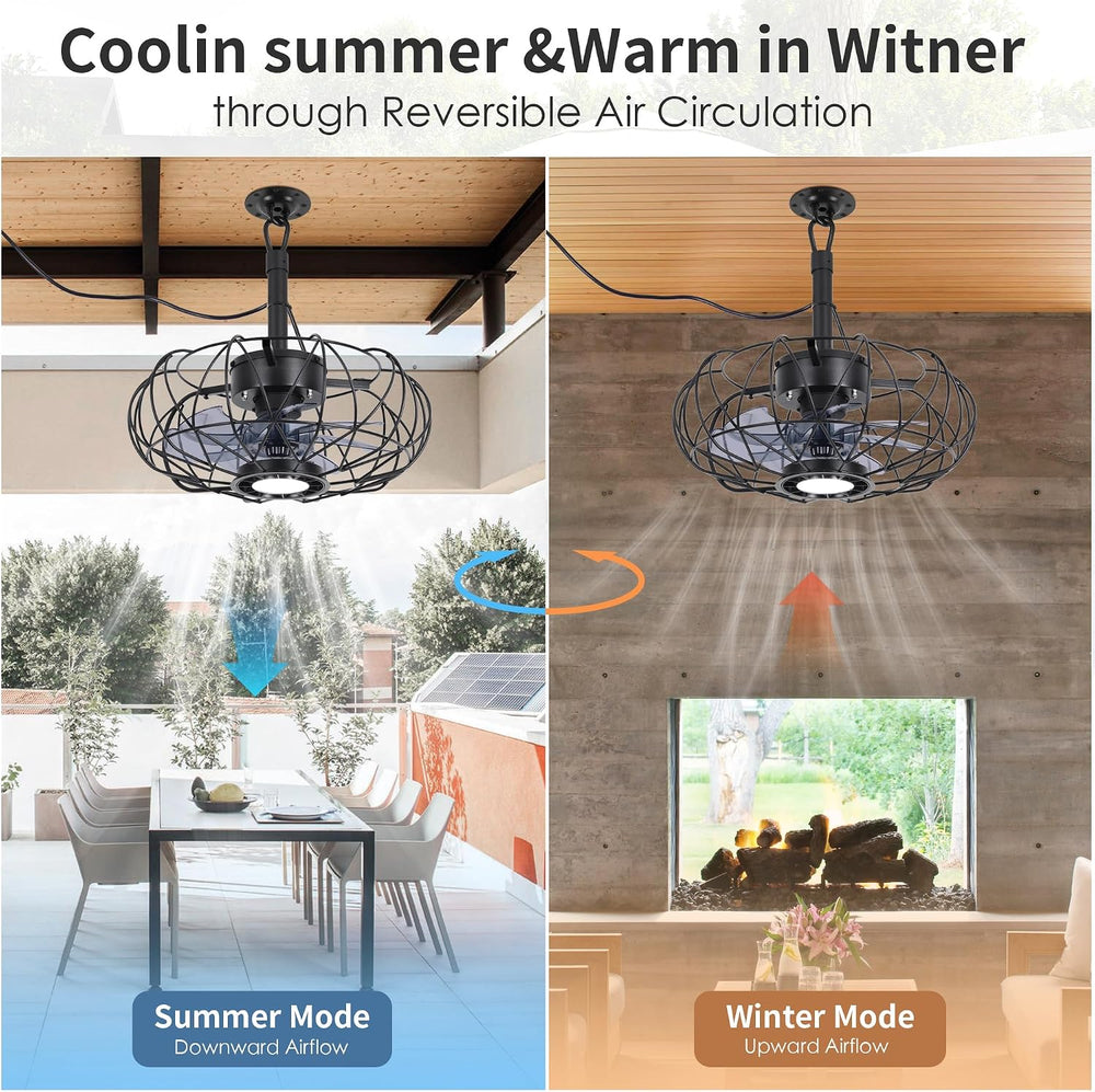 Outdoor Gazebo Fan with Hanging Hook, 15'' Waterproof Outdoor Ceiling...