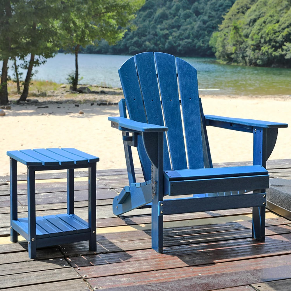 Adirondack Small Outdoor Side Table - Weatherproof HDPE Patio End Table with ...