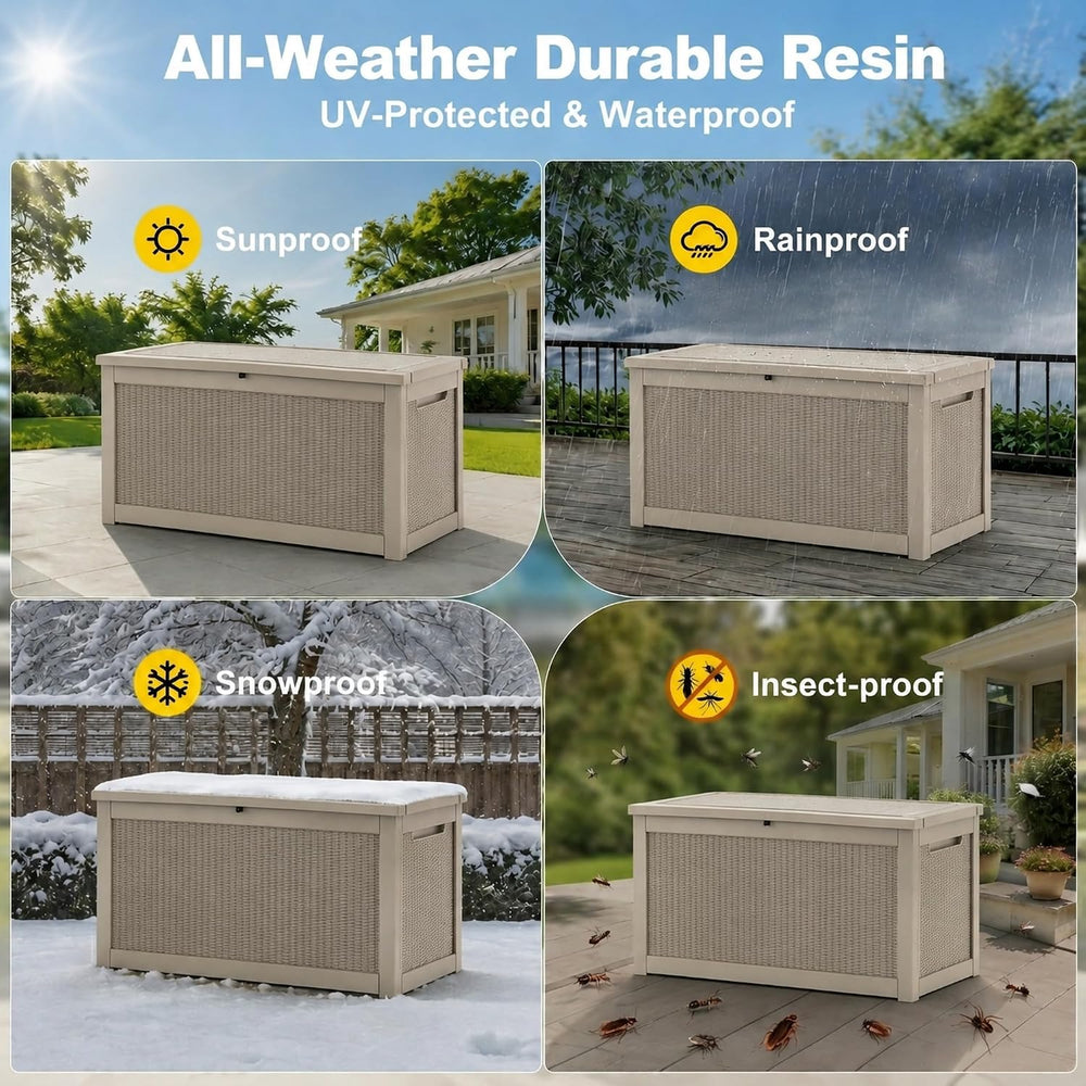 320 Gallon Outdoor Storage Box Resin Deck Box All Weather Waterproof Large Lo...