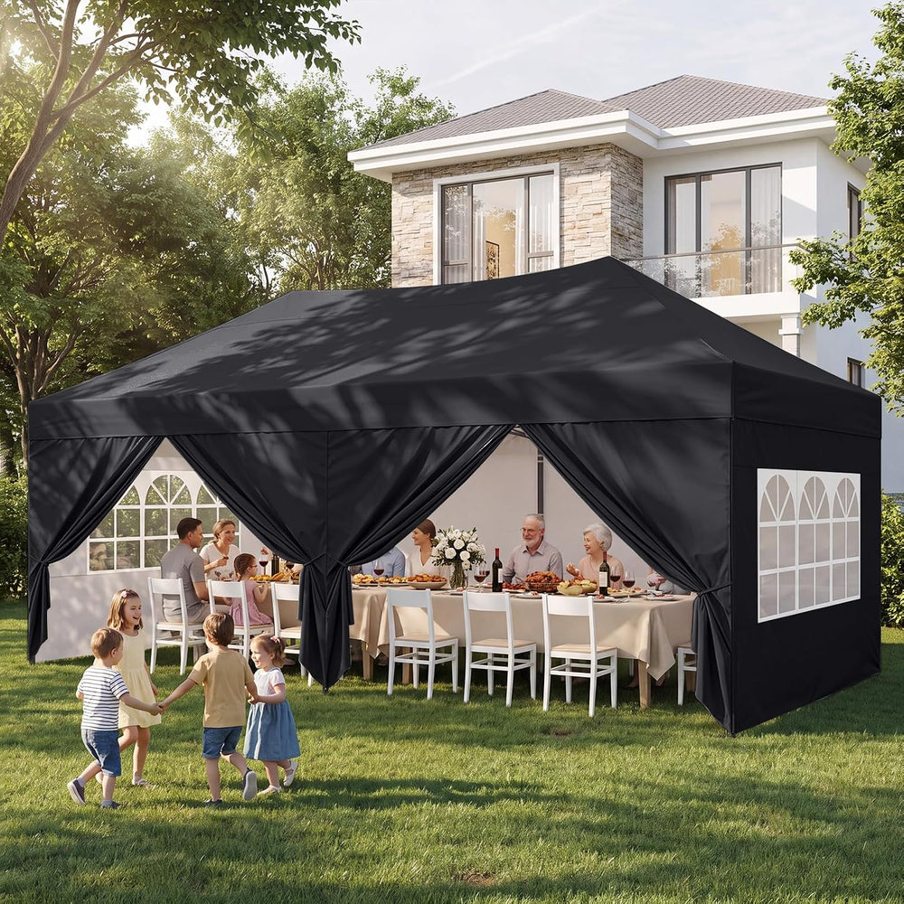 MASTERCANOPY 10x20 Pop Up Canopy Tent with Church Window Black